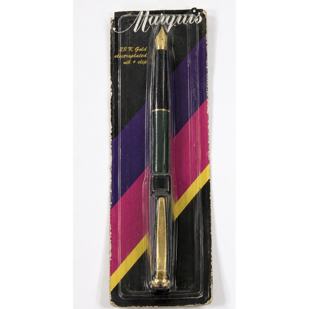 VTG Harpo's Fountain Pen 23K Gold Electroplated Nib & Clip Blue Ink NOS Germany